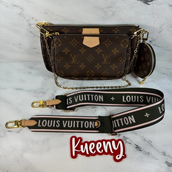 Louis Vuitton Multi Pochette Accessories monogram crossbody 3-bag w/rare Strap - Picture 16 of 16